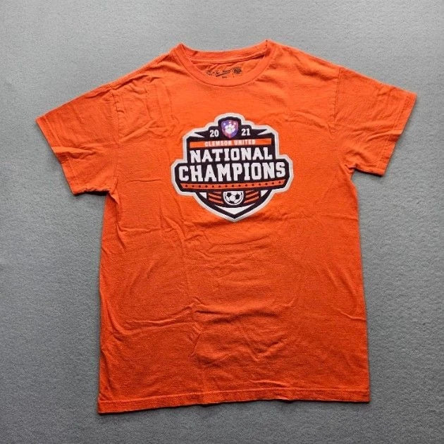 Clemson Soccer National Champions 2021 The Victory Men's Medium Orange T-Shirt