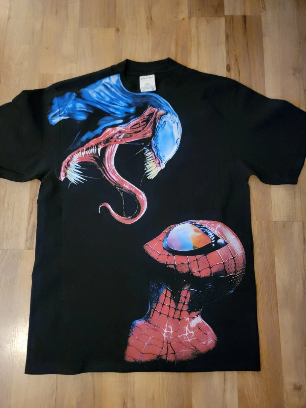 VENOM VS SPIDERMAN ON A SHAKA HEAVYWEIGHT GARMET DYED T SHIRT "MODERN"