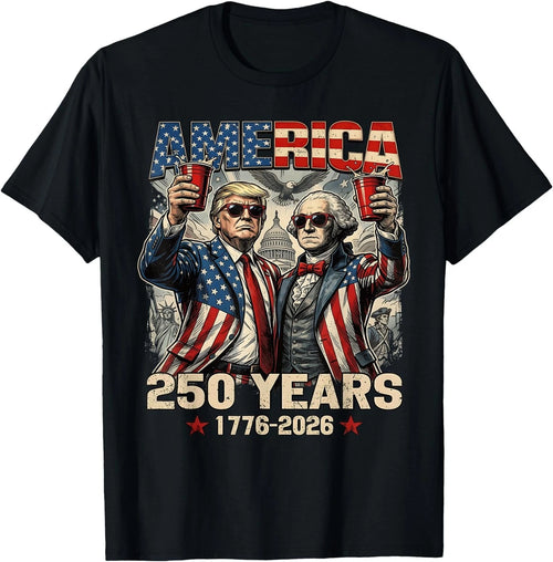 250 Years America Anniversary 250th Trump Washington Vintage T-Shirt