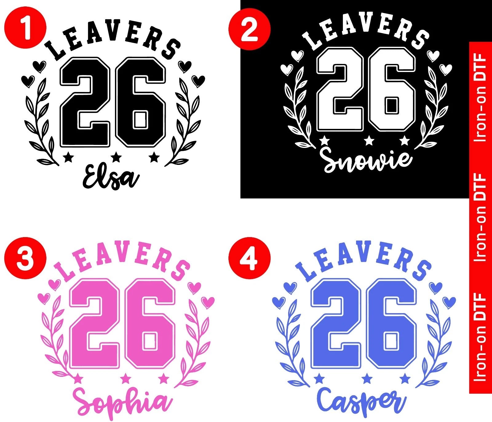 Personalised School Leavers Class Of 2026 DTF Iron On Heat Transfer Girls Boys