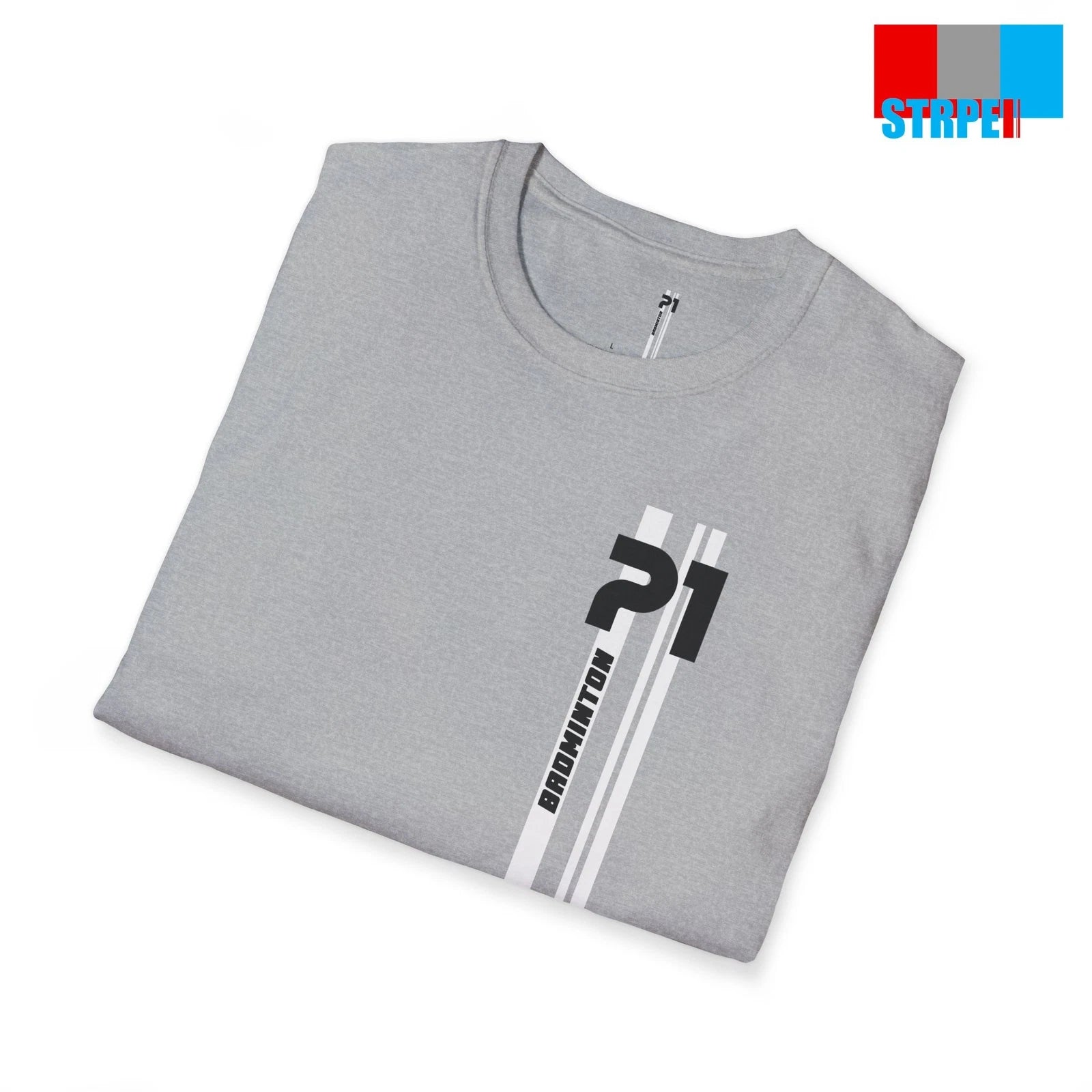 Badminton Player Minimalist Birdie Stripe Sports Tee Shirt Men Women Unisex Gift