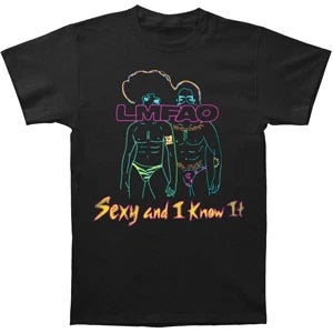 Men's LMFAO Sexy Sketch Neon T-shirt Large Black