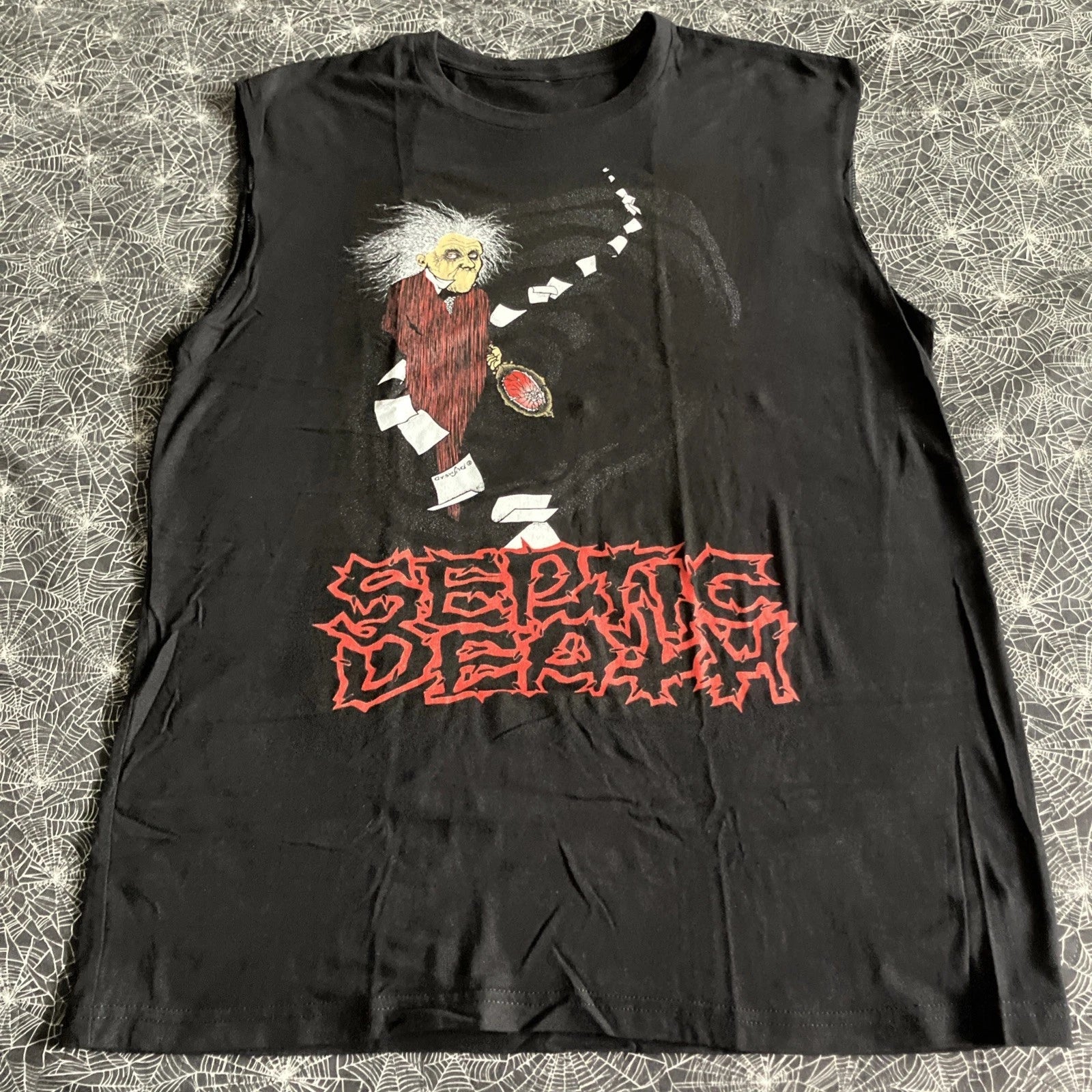 Septic Death Kichigai Shirt Medium Skate Punk Full Color Pushead Cut Sleeves