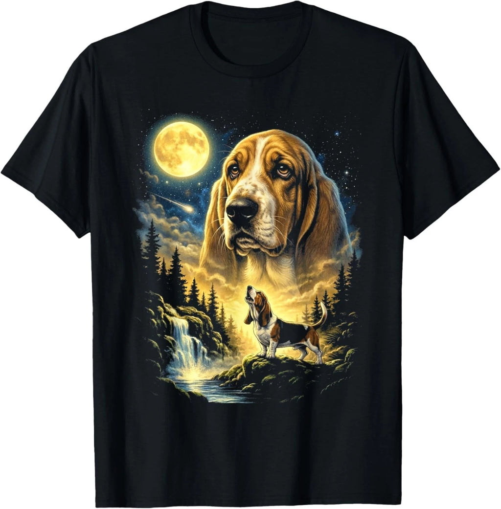 Basset Hound Howling to The Moon Meme Funny 90_s Dog Lover T-Shirt