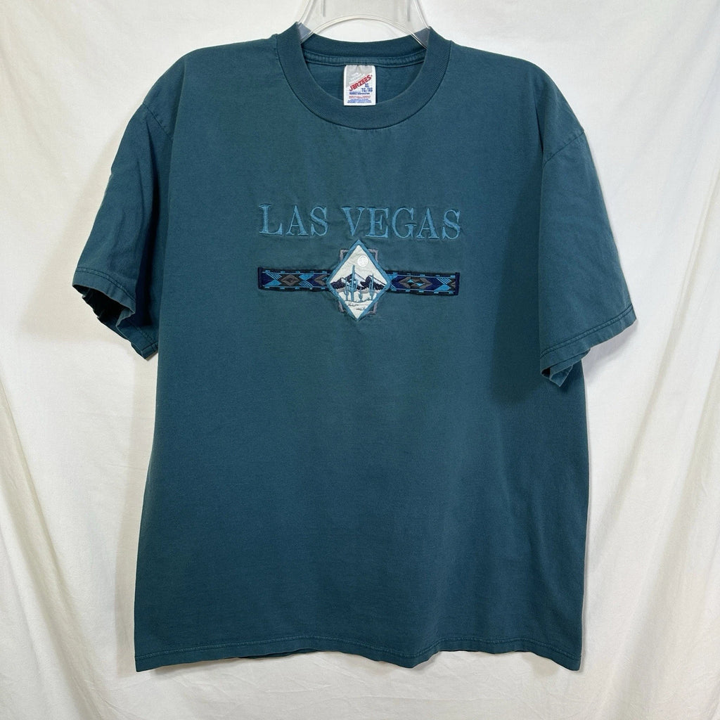 Vintage Las Vegas Embroidered Tourist Tee XL T-Shirt Desert Cactus Aztec Casino
