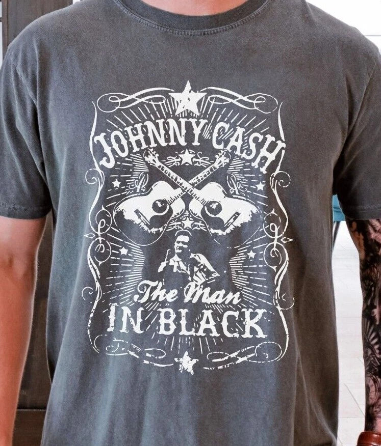 Johnny Cash The Man In Black T-Shirt Rock Band on Premium Comfort Colors Tee