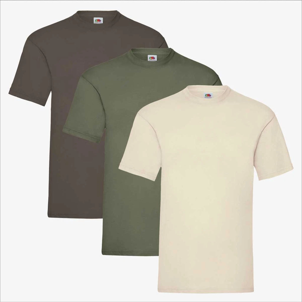 Fruit of the Loom Valueweight T-Shirt 3 Pack | Mens Earth Tones Olive Brown