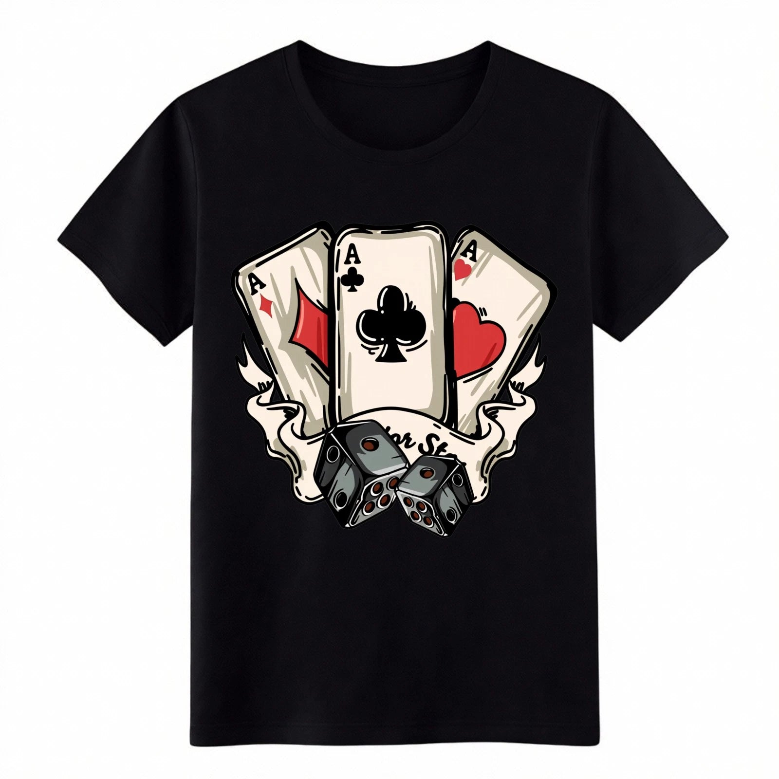 Poker Aces Dice Casino Gambling Graphic Casual Cotton T-Shirt for Men Women