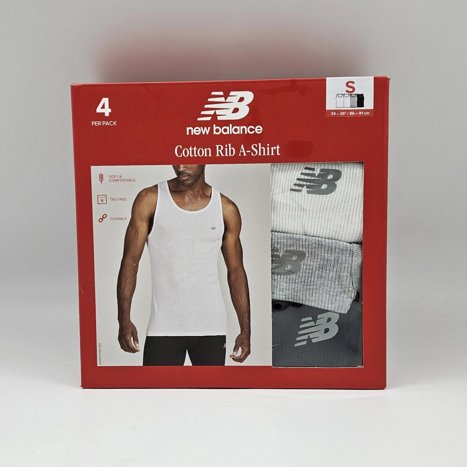 NEW BALANCE 4 Pack Men's S M L XL Logo Cotton Ribbed Tank Tops White Black Gray