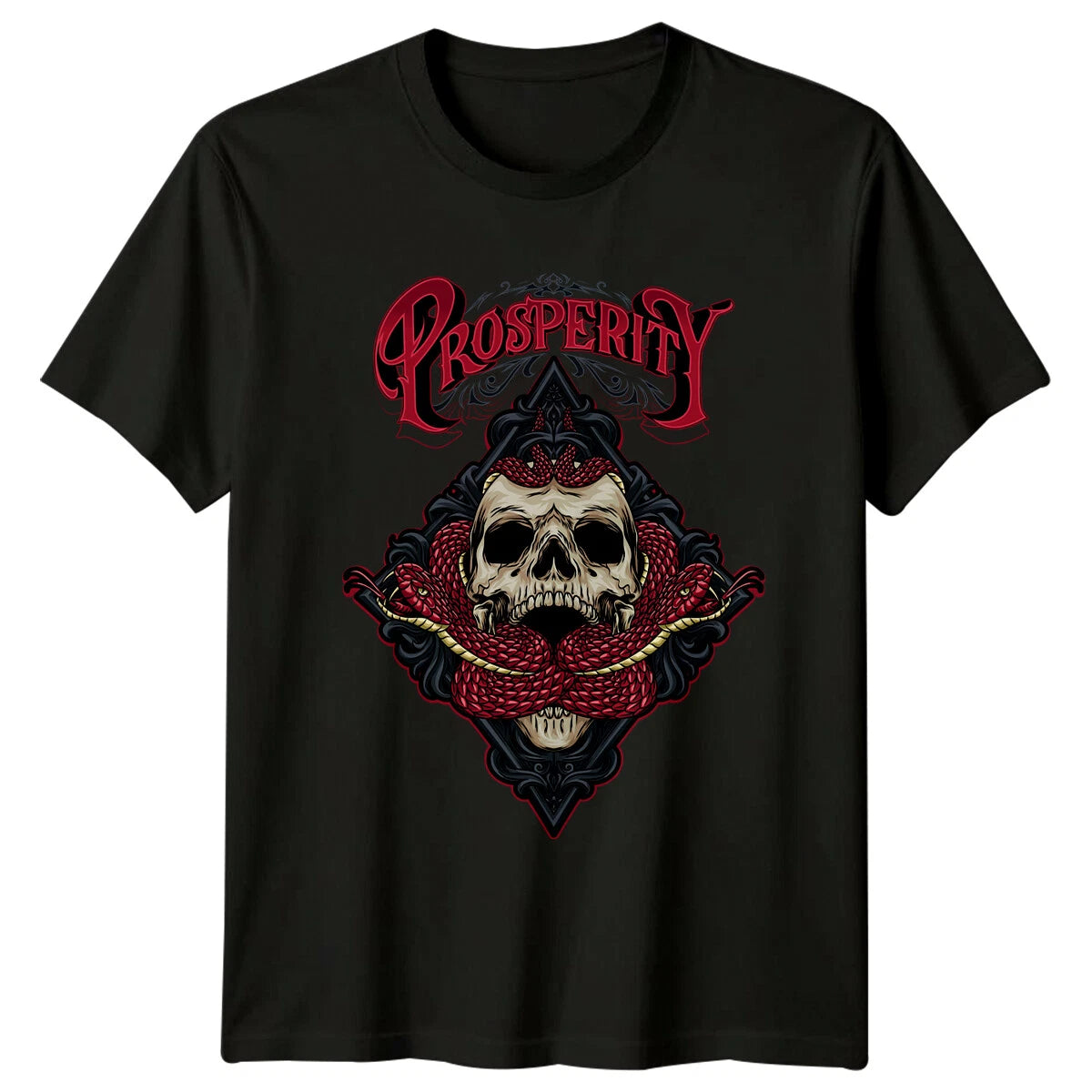 Prosperity Skull Snake Gothic Mens T-Shirt Womens Tee Graphic Unisex Top