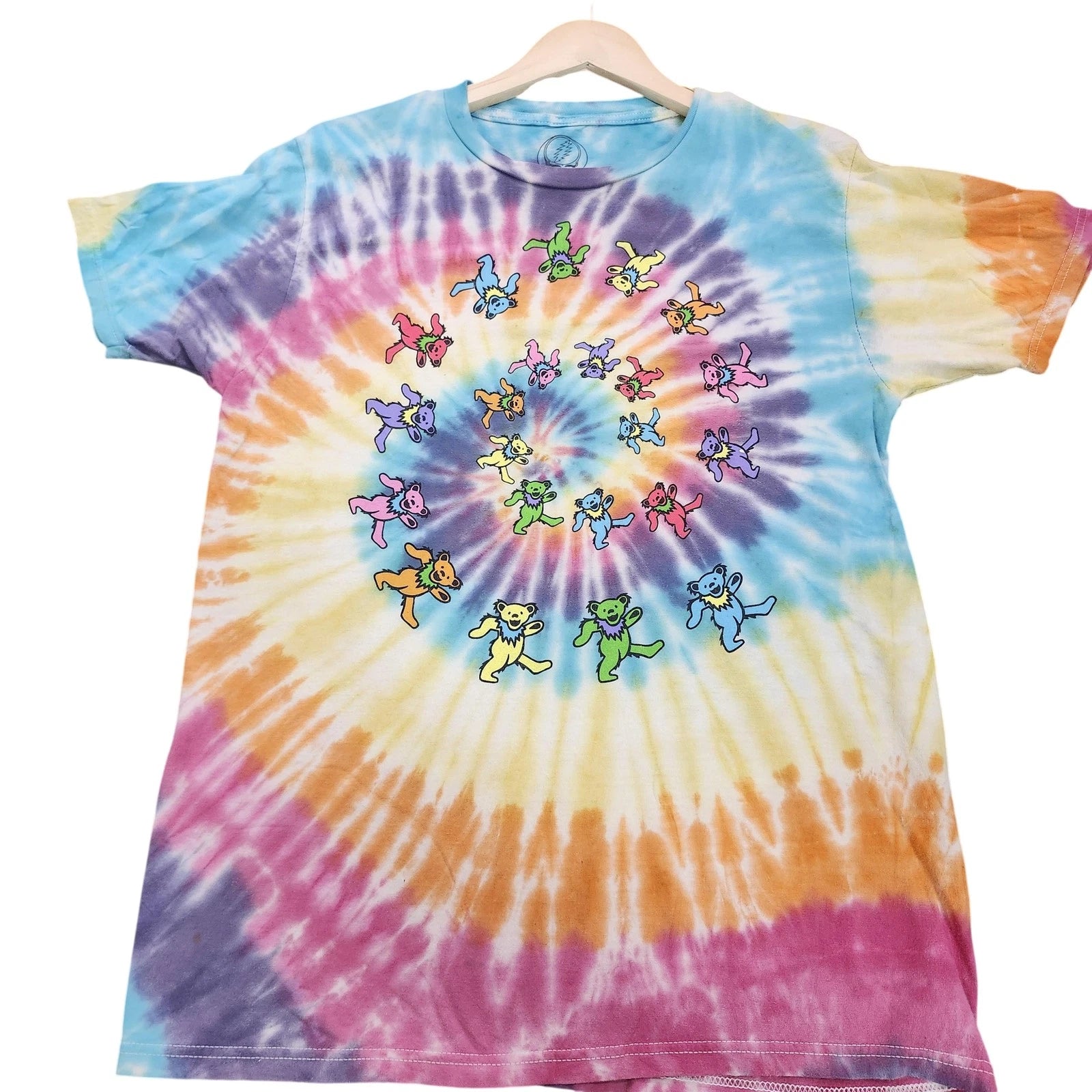 Grateful Dead Shirt Mens Small Dancing Bears Graphic Tee Tie Dye Multicolor