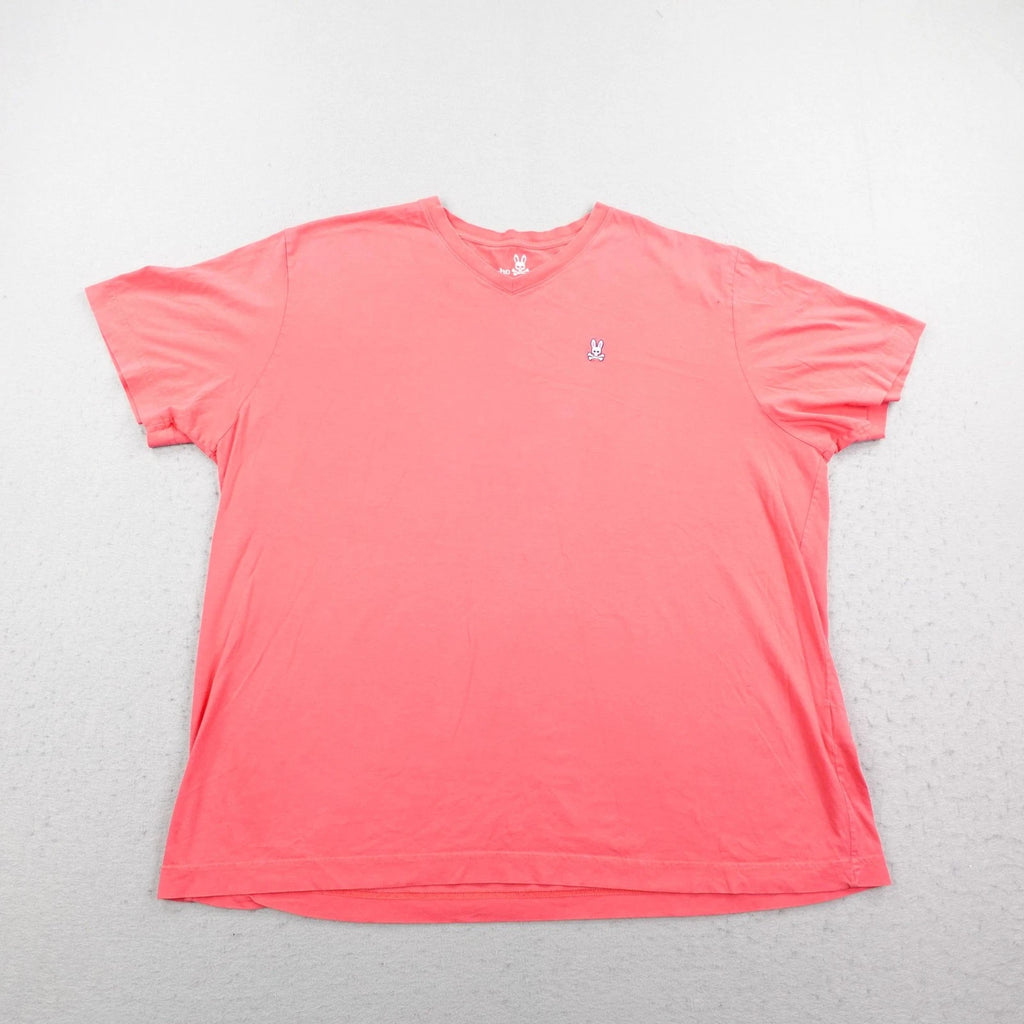 Psycho Bunny Shirt Mens 2XL Coral Pink V Neck Pima Cotton Logo Short Sleeve Tee