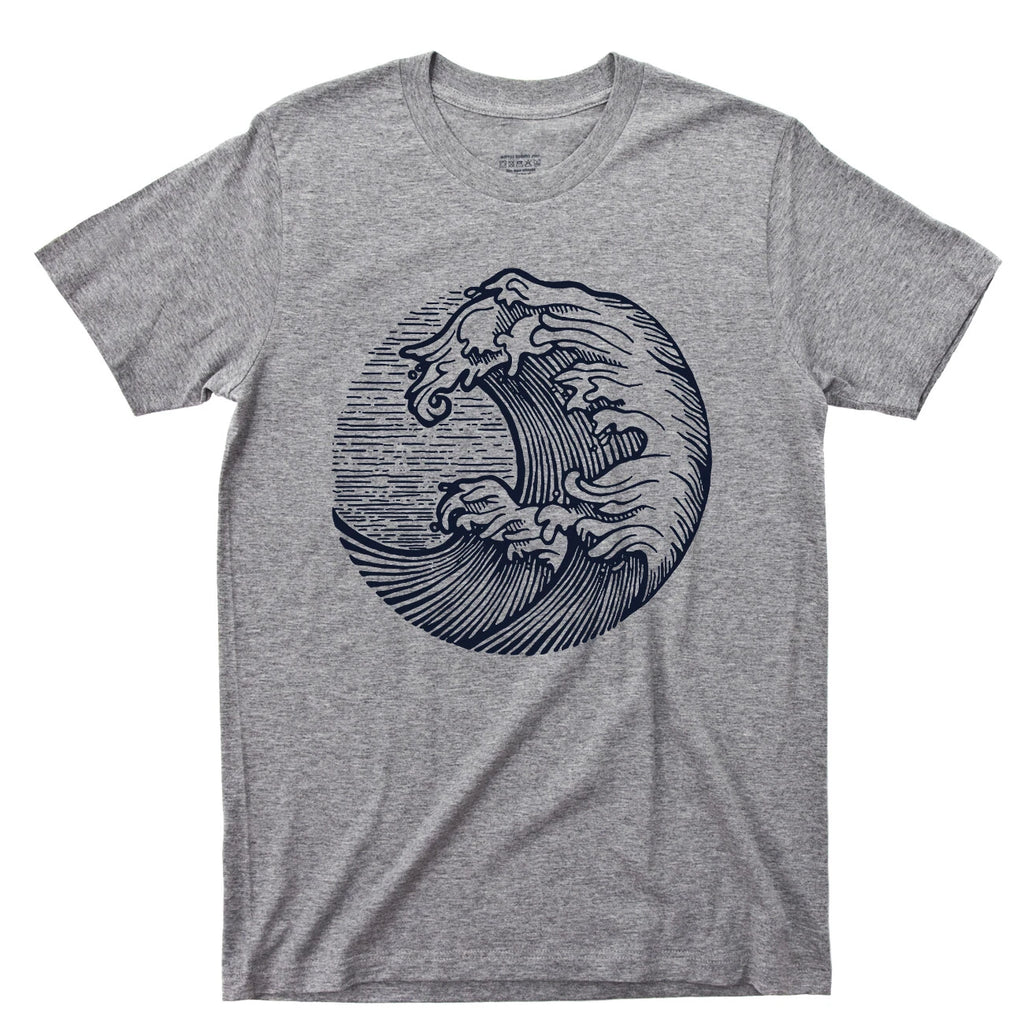 Big Wave T Shirt Fishing Boating Shark Jaws Marine Wildlife Dolphin Mermaid  Tee