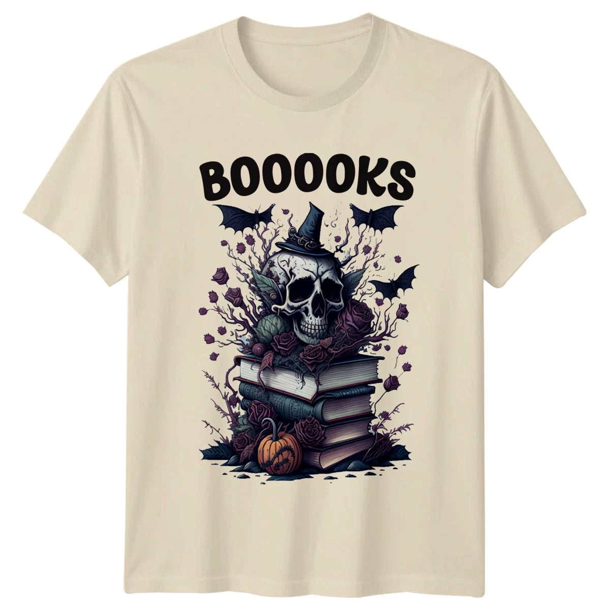 Booooks T-Shirt Gothic Books Reading Halloween Gift For Him And Her