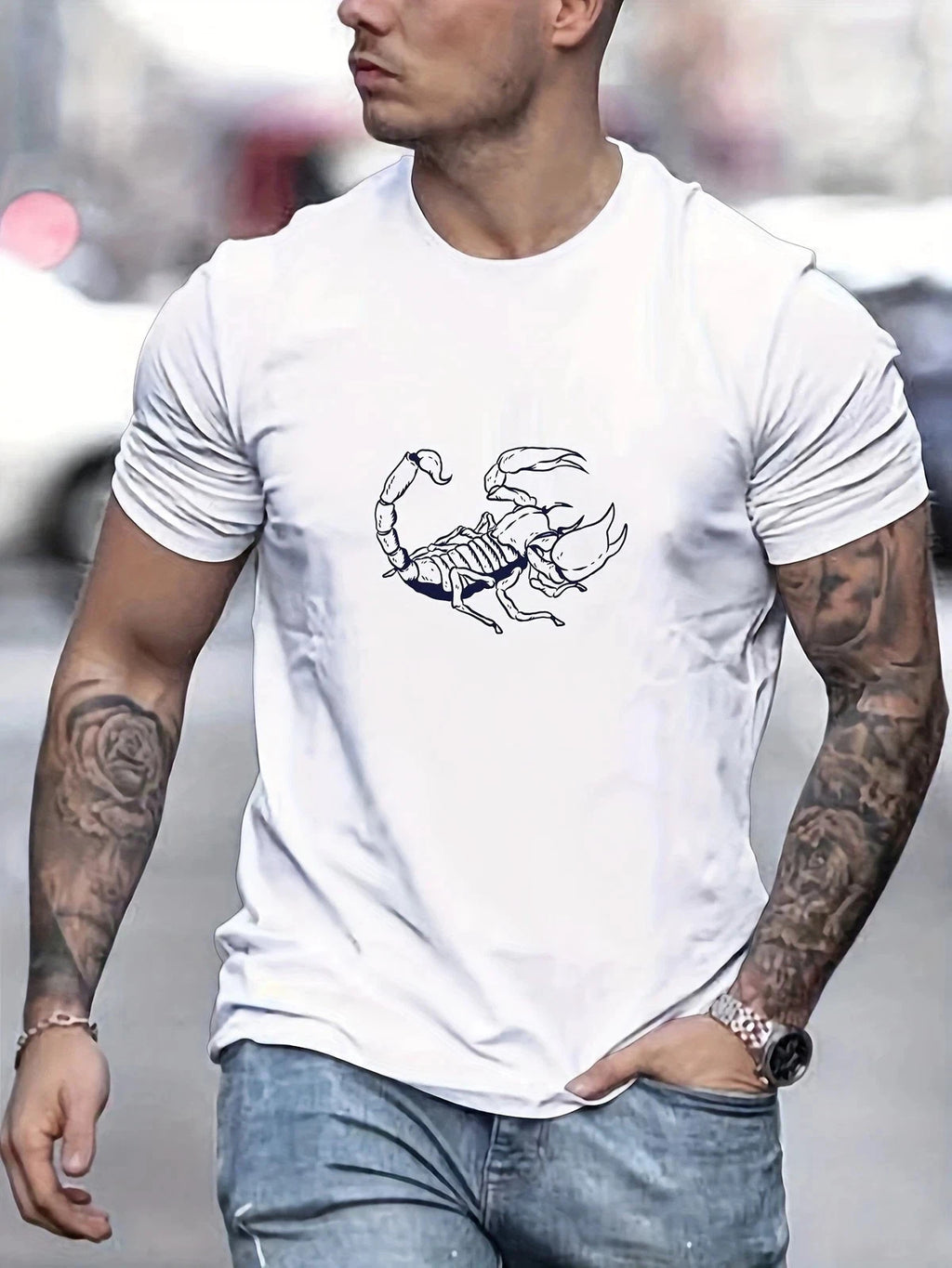Scorpion Drawing Pattern Men's T-shirt