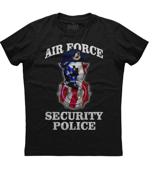 Air Force Security Police Patriotic Mens Short Sleeve New Cotton Black T-shirt