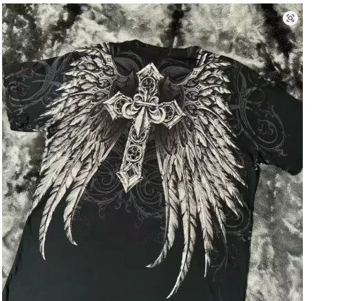 Y2K Affliction T Shirt Vintage Clothing Punk Hip Hop Graphic Print, Round Neck