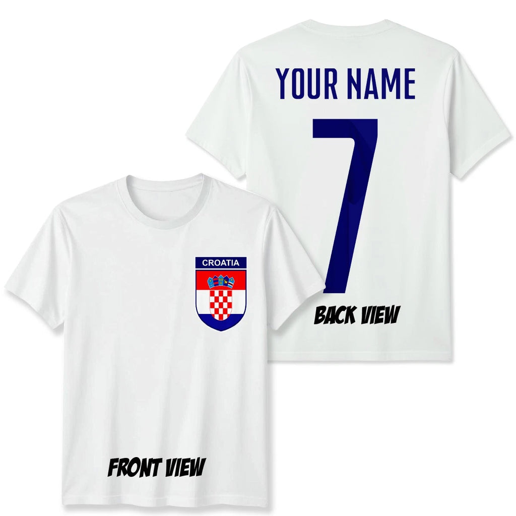 Personalised Croatia Football Unisex Kids T-Shirt Name Number Tee #WC