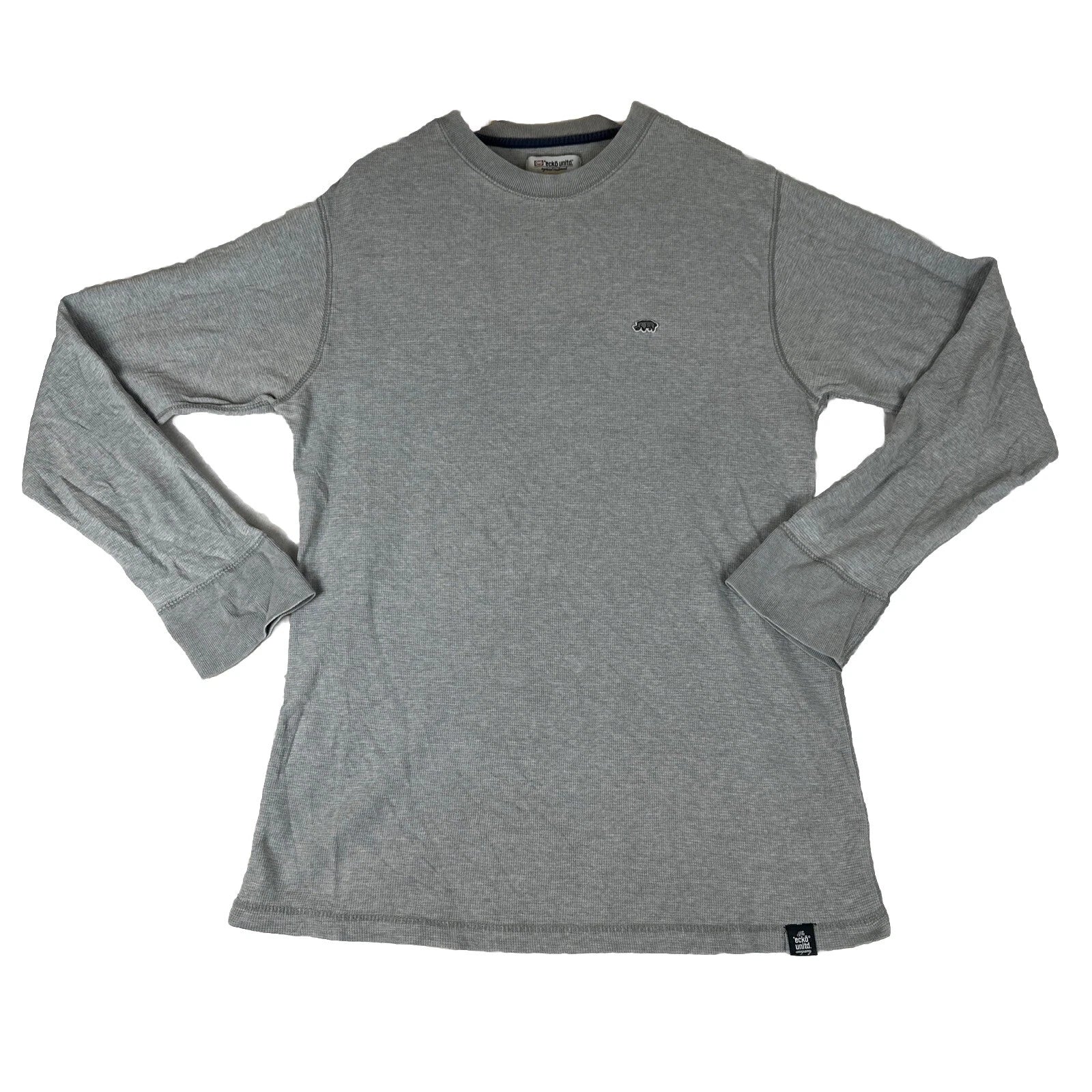 Y2K Ecko Unltd Grey Thermal Graphic Long Sleeve Shirt Mens size 2XL