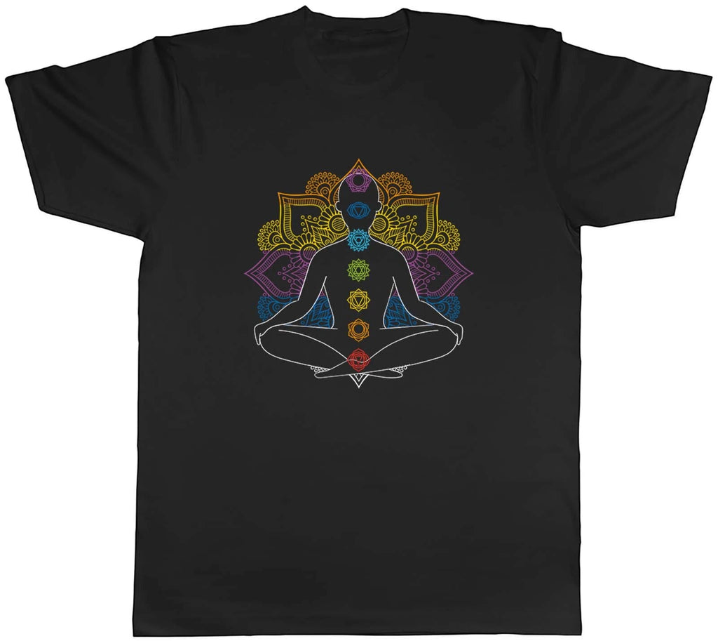 Chakra Symbols Mandala Colour Yoga Spiritual Mens Unisex T-Shirt Tee Gift
