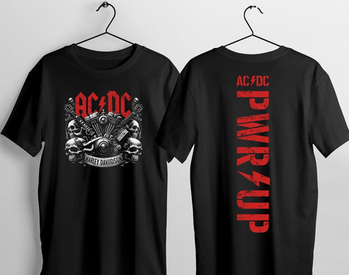 ACDC POWER UP Tour Black T-Shirt front and back print - Polyester - concert Tee