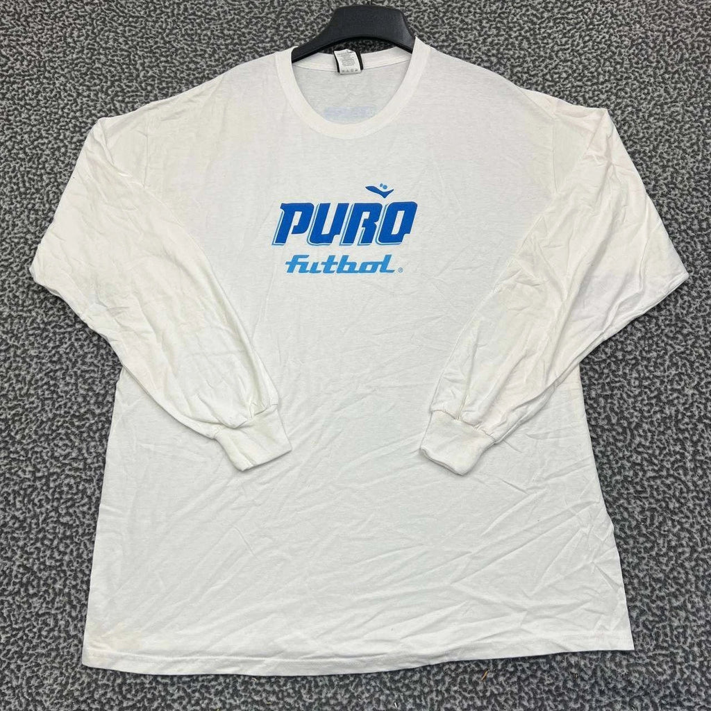 Vintage Puro Futbol Shirt Men XL White Hanes Beefy Long Sleeve New with Defect