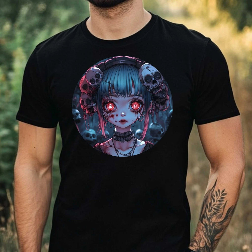 Mens Zombie Anime Girl Theme Cotton T-Shirt Size XS to 5XL