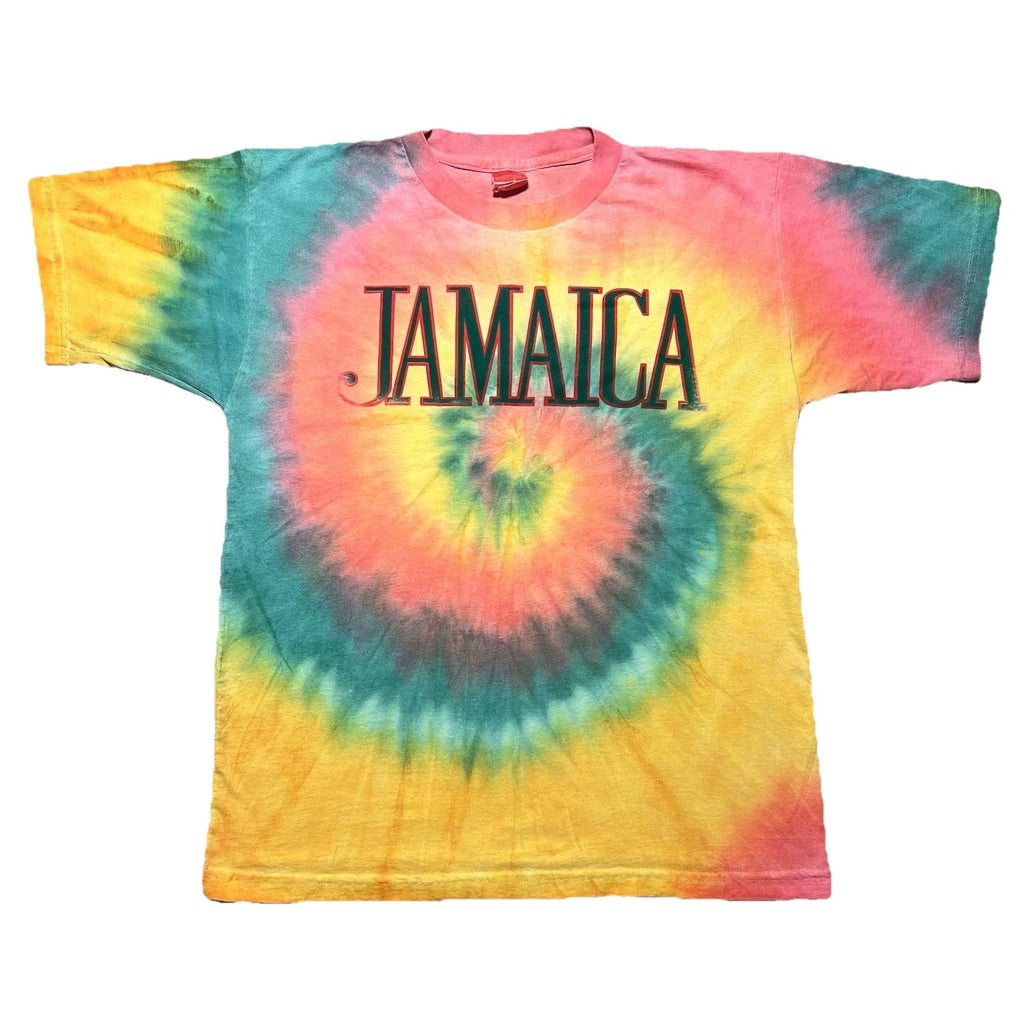 Vintage 90s Jamaica Tie Dye T Shirt L Rainbow Rasta Reggae Psychedelic Tee