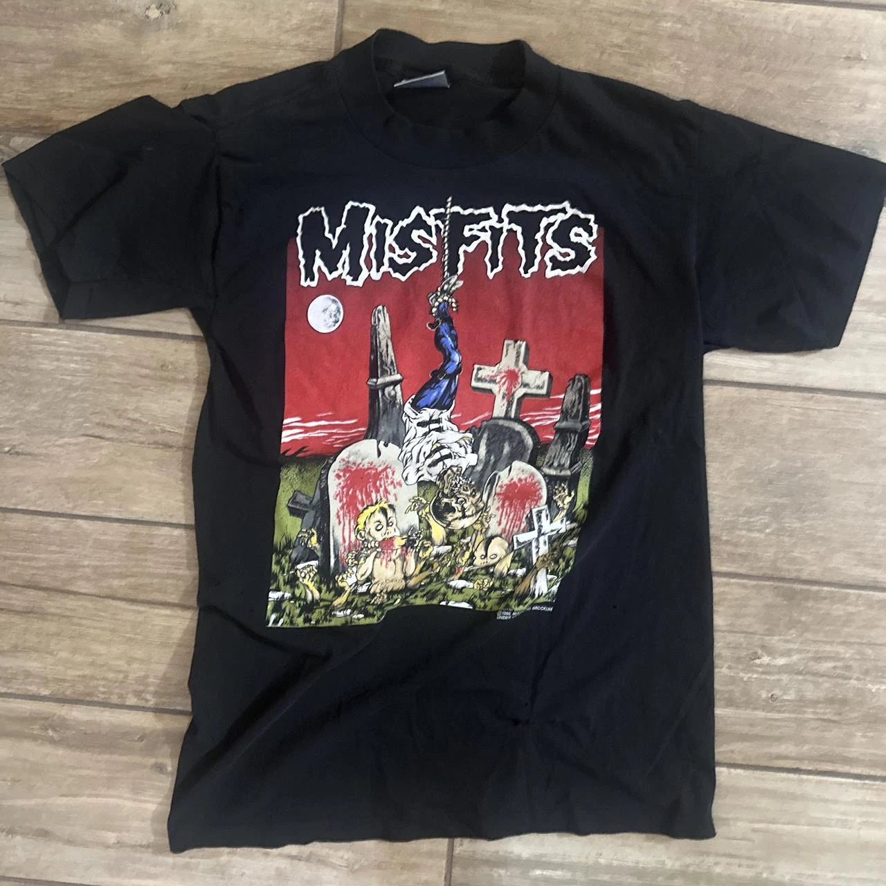 Vintage Misfits T-Shirt 1990 Black Crazy Punk Band Graphic Tee Men's