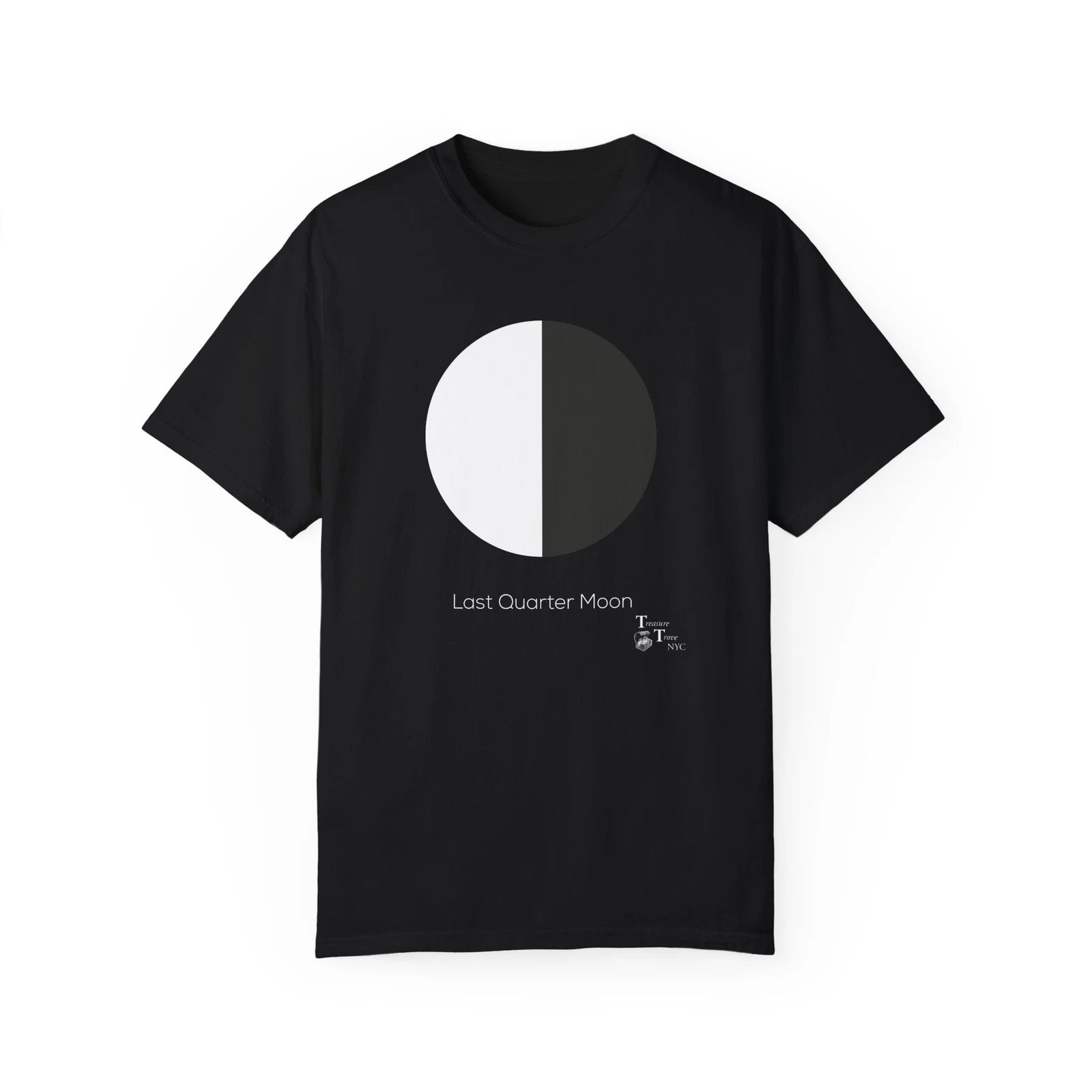 Minimalist Geometric Last Quarter Moon For Black T-shirt Design