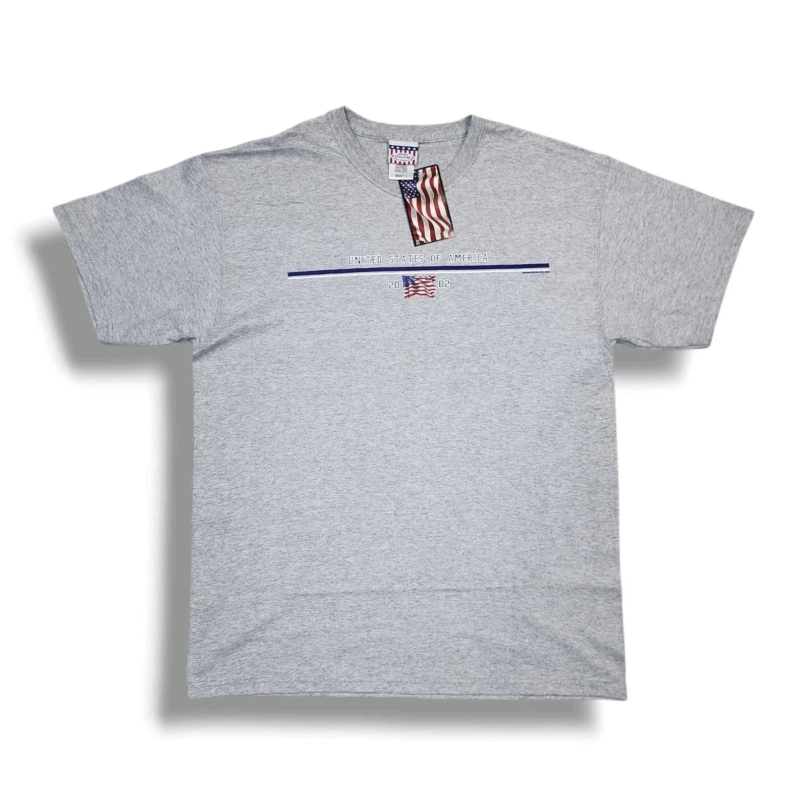 Vintage Sonoma Jean Company 2002 America Flag USA Graphic Gray T-Shirt Men's L