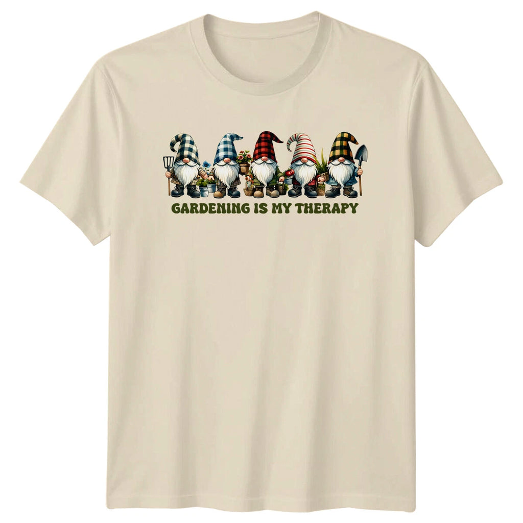 Gardening Is My Therapy T-Shirt Gnome Gardeners Hobby Tee