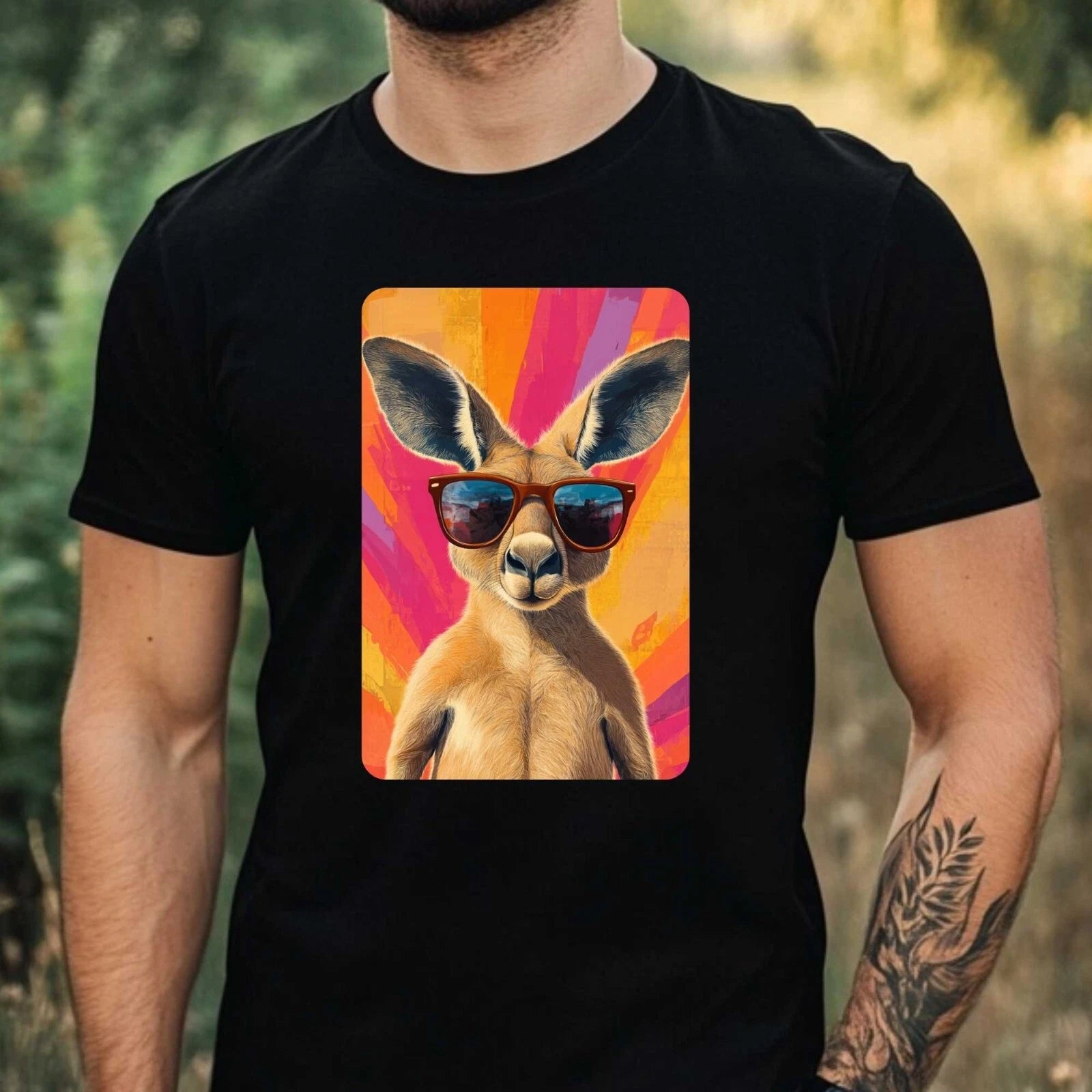 Mens Kangaroo Sunglasses Print Cotton T-Shirt Size XS to 5XL