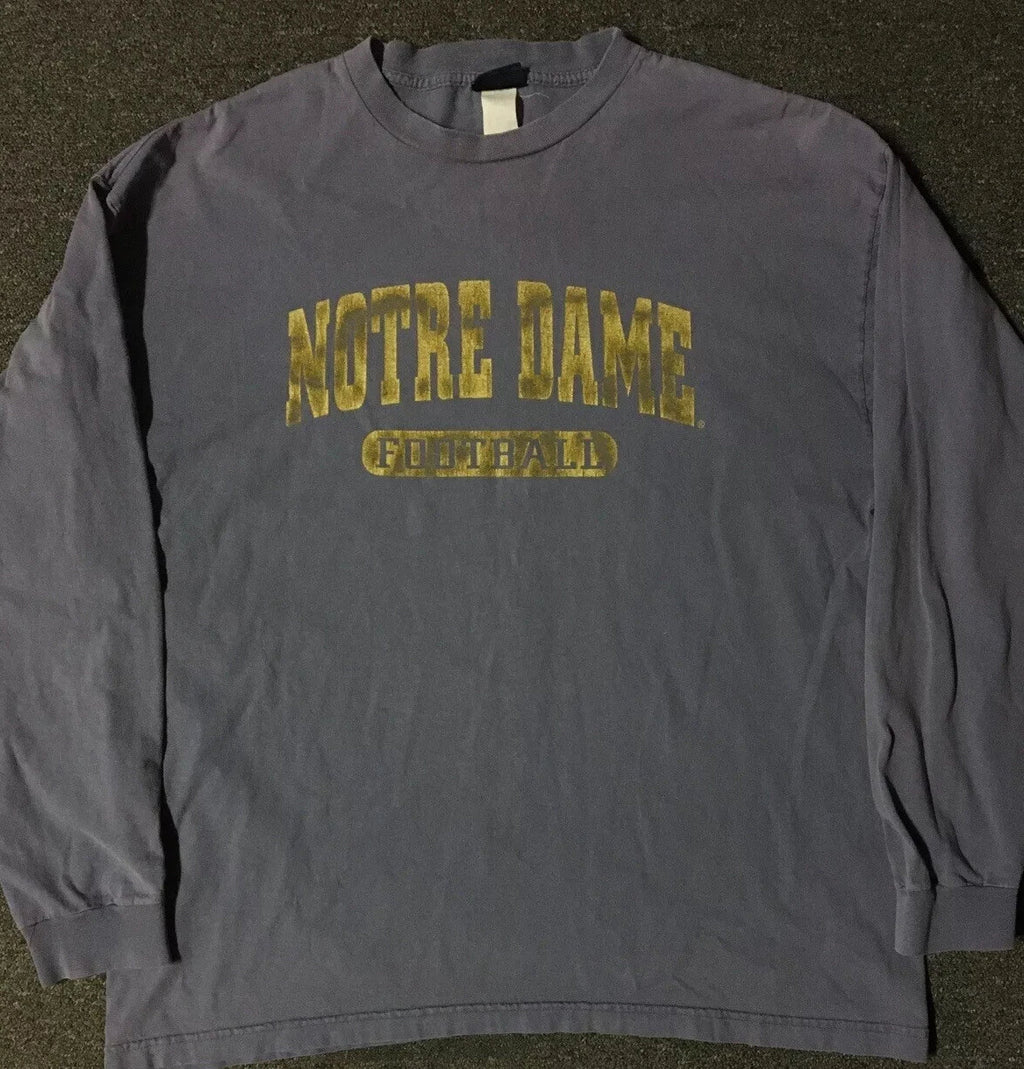 Vtg 90s Notre Dame Football Faded Shirt XL College Track Gym Grunge Sports USA