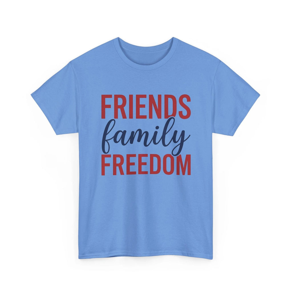 Friends Family Freedom T-Shirt Patriotic Typography Tee America 250 Independence