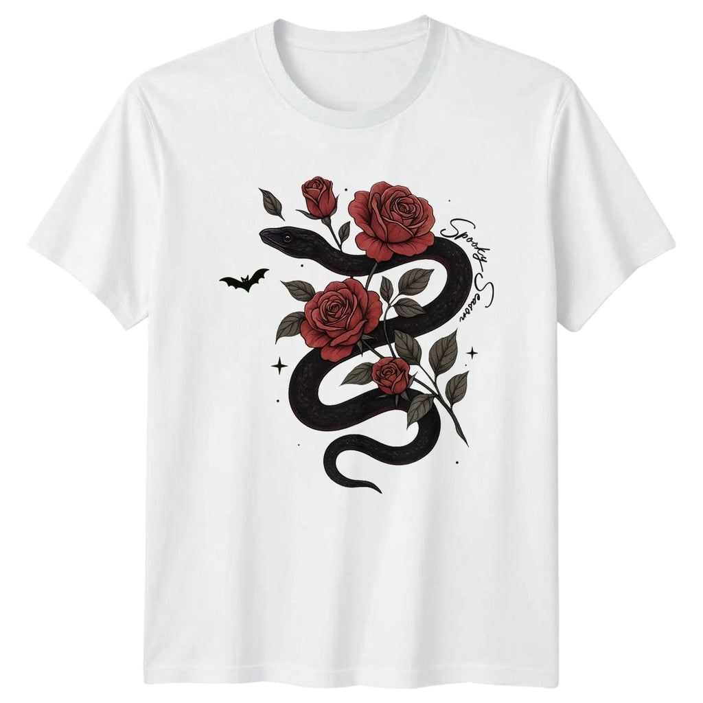 Spooky Season Snake Roses Halloween Men Women Graphic Tee