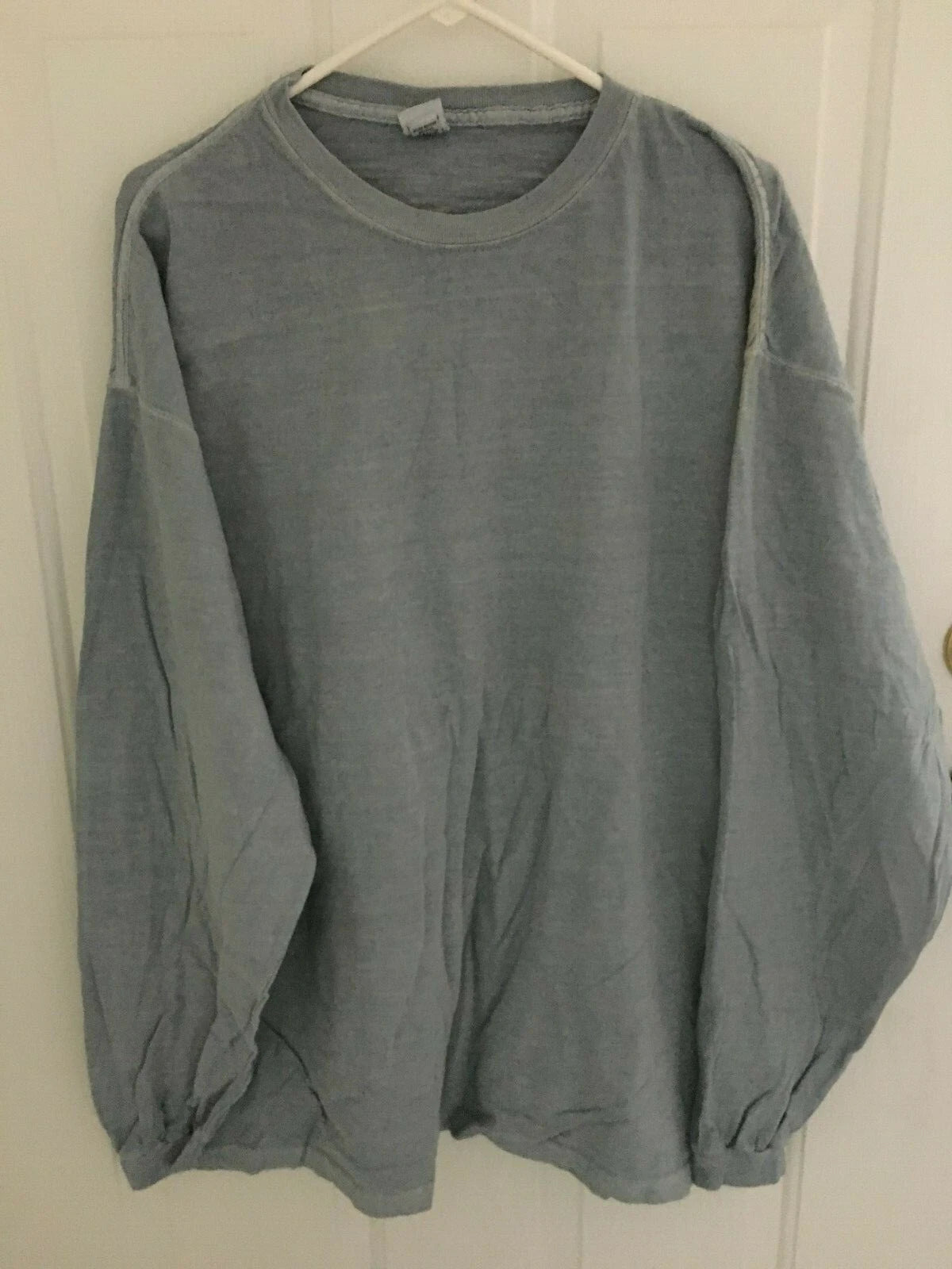 NEW MENS LOT OF 2 100% COTTON SOFT BLUE GRAYISH LONG SLEEVE T-SHIRT STRETCHY 2X