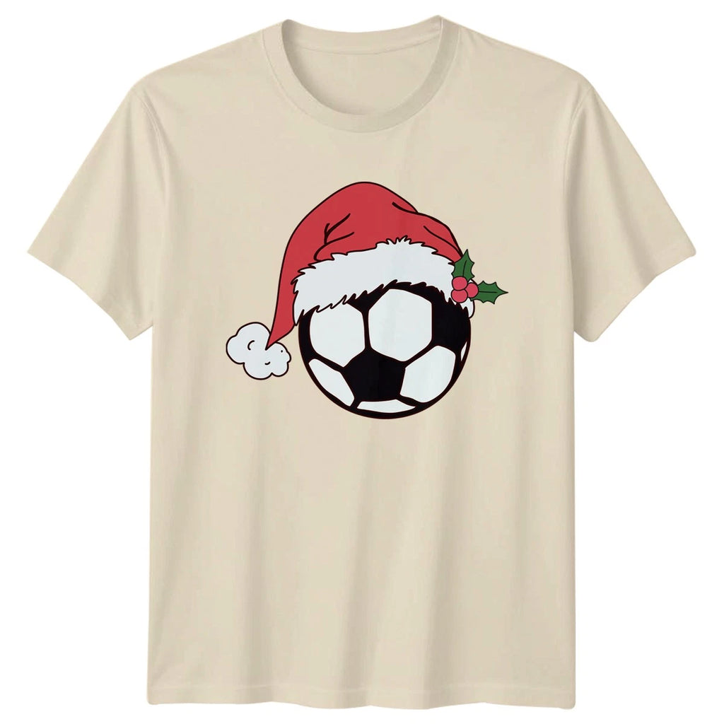 Christmas Soccer Ball Sports Mens T-Shirt Womens Tee Holiday Graphic Top