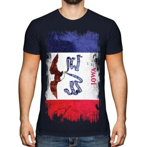 Iowa Flag State Grunge Mens T-Shirt Iowan T-Shirt