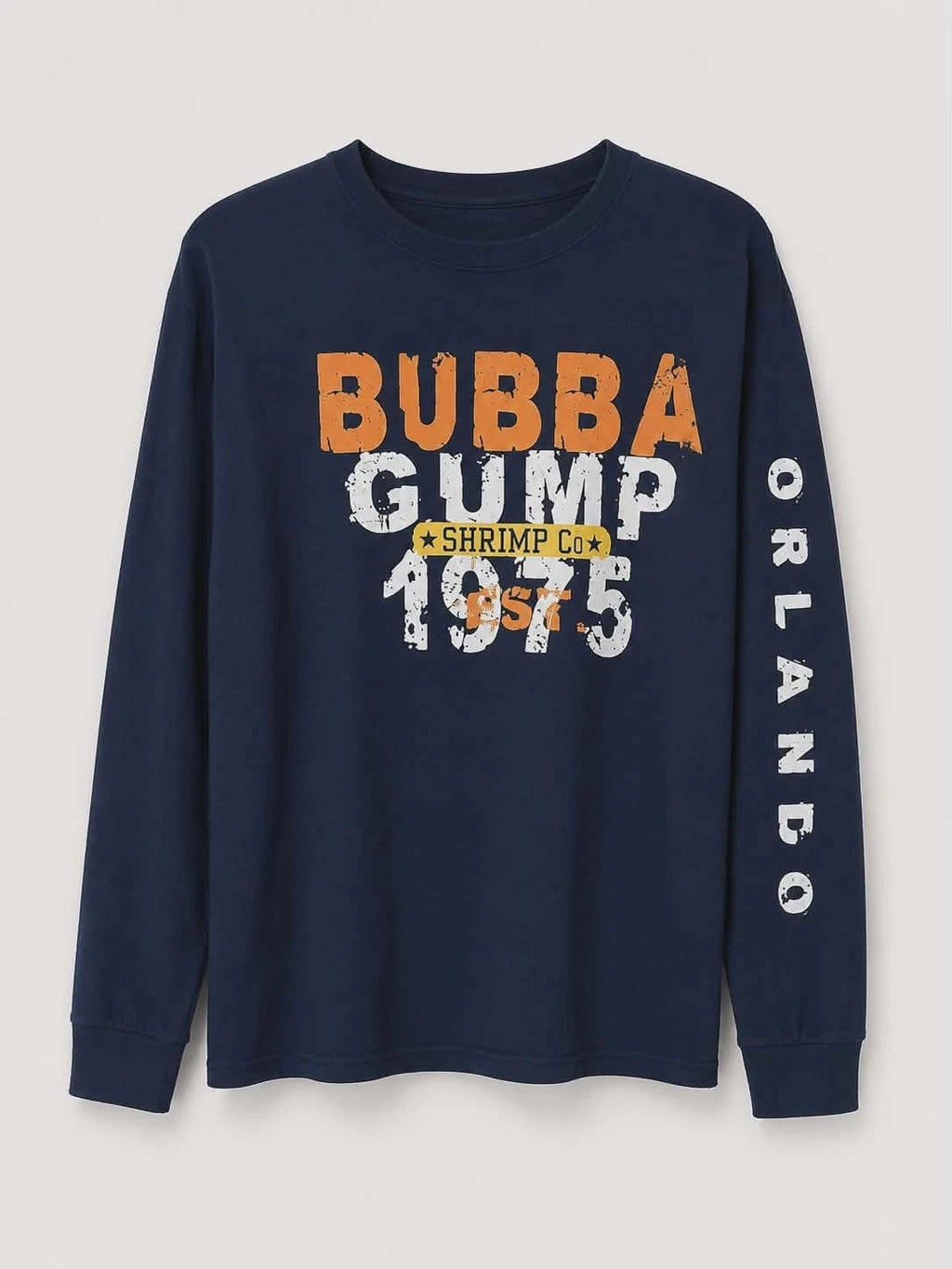 Bubba Gump Shrimp Co 1975 Orlando Long Sleeve T-Shirt Men's M Blue Tagless...