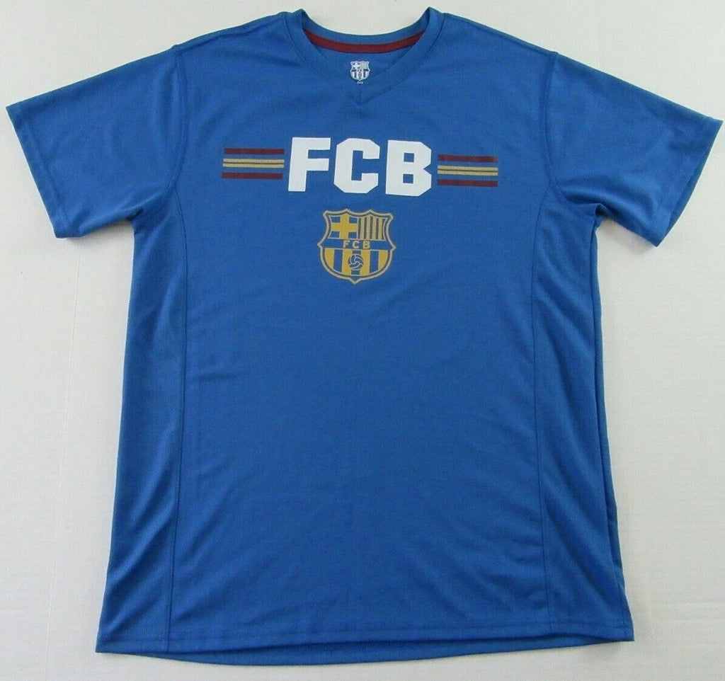 Official FCB Football Club Barcelona Spanish Soccer Sports Blue SS T Shirt Sz L