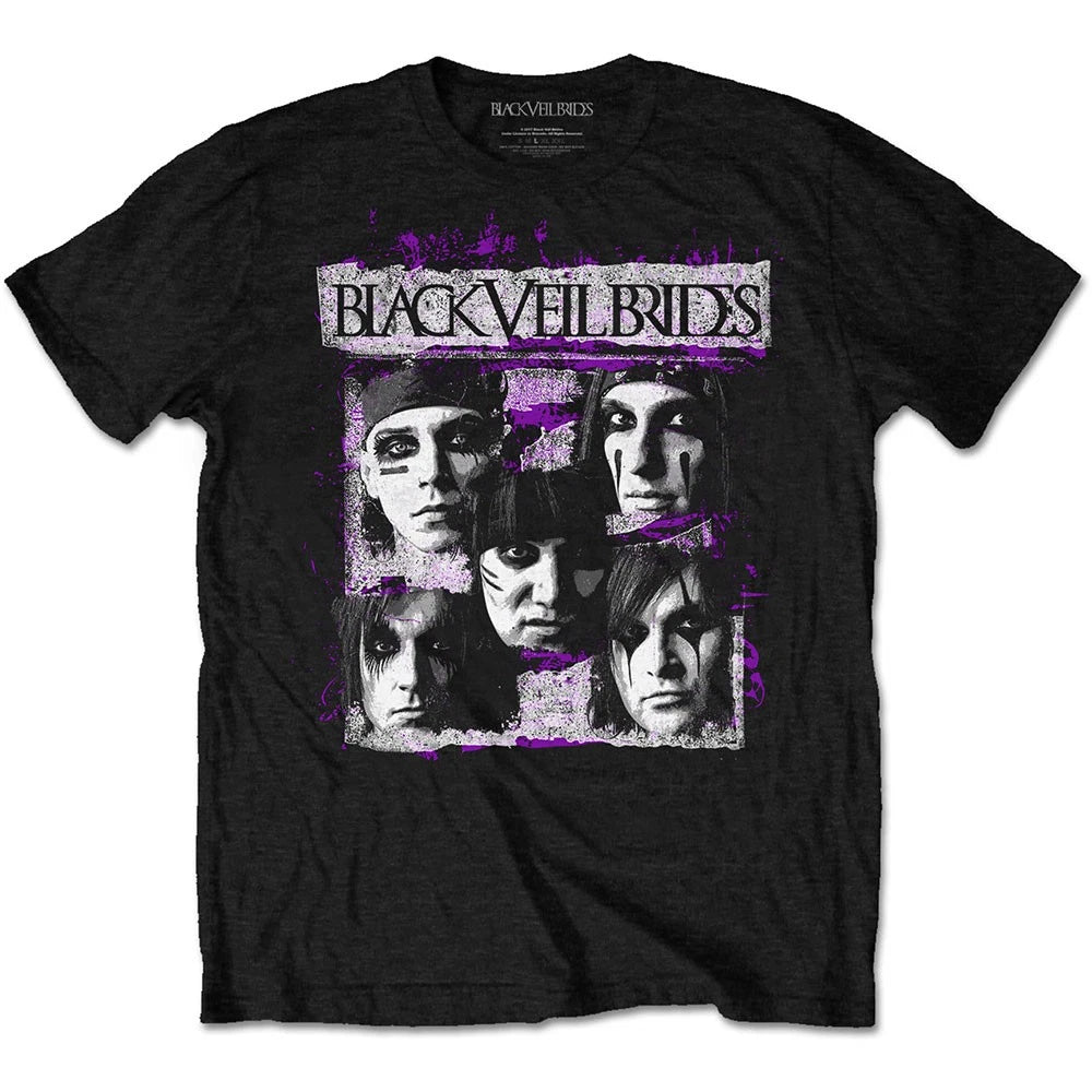 Black Veil Brides Grunge Faces Official Tee T-Shirt Mens Unisex