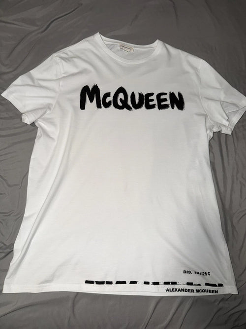 Alexander McQueen Men's White Graphic Logo Crew Neck T-Shirt XXL
