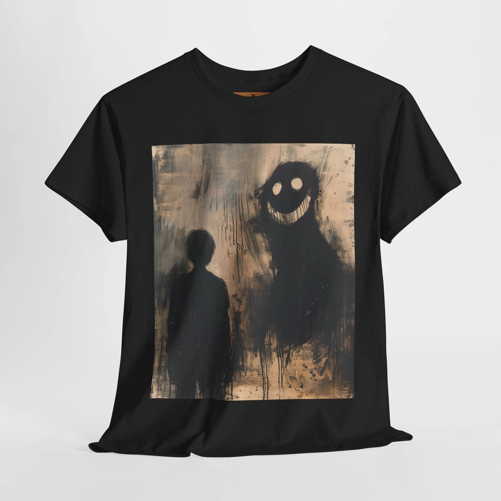 Creepy Shadow Grin T-Shirt – Horror Void Eyes Minimalist Dark Art Tee