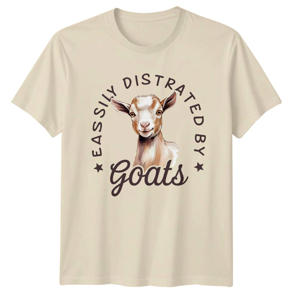 Easily Distracted By Goats T-Shirt Goat Lover Farming Gift For Him And Her