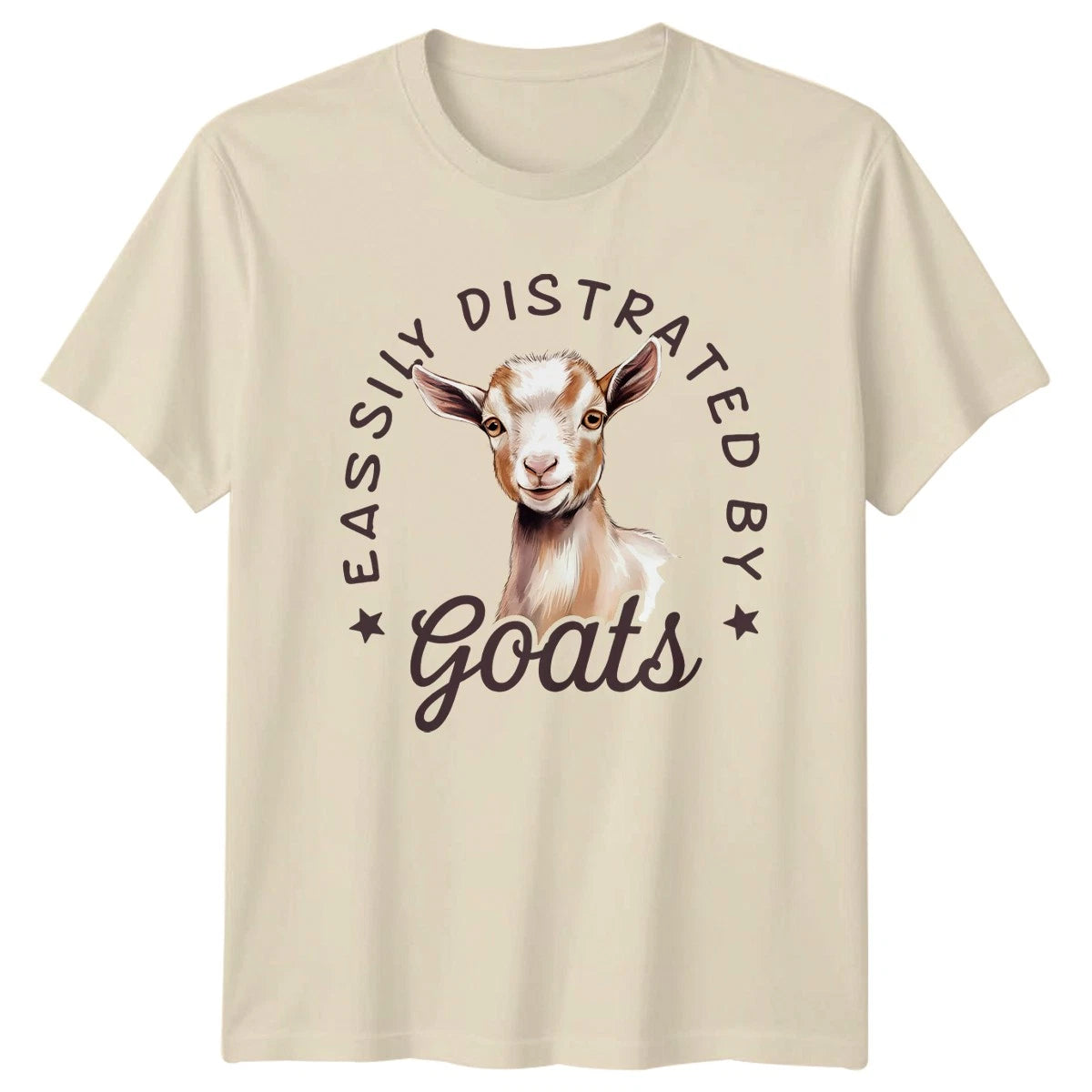 Easily Distracted By Goats T-Shirt Goat Lover Farming Gift For Him And Her