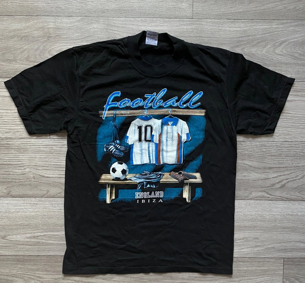 Vintage Cotton T-shirt Football Soccer England ibiza Mens M 90s