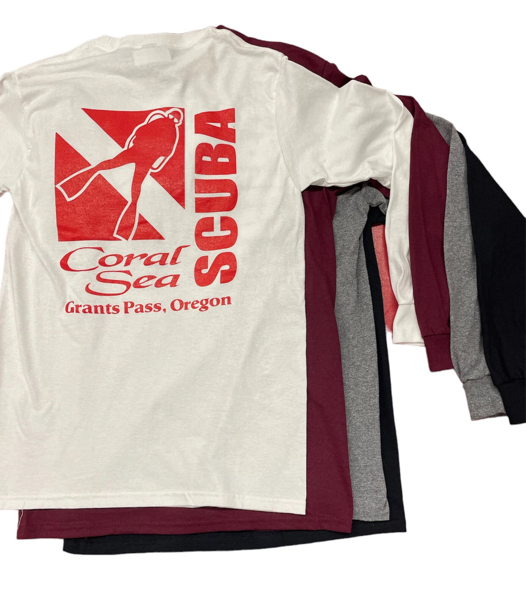 Coral Sea Scuba Logo Long Sleeve Mens Scuba Diving T-Shit