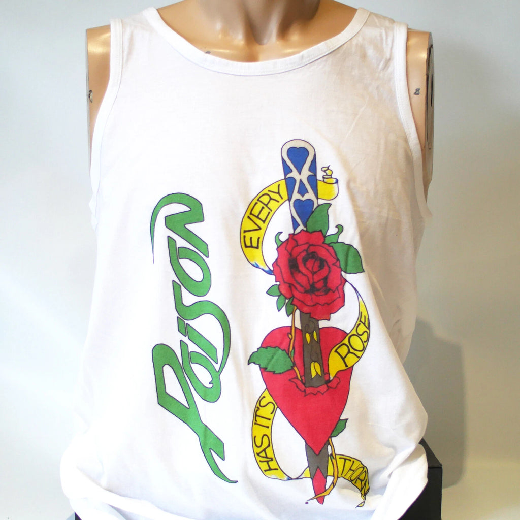 Poison Metal Rock T-shirt Sleeveless Vest Top White Unisex S-2XL