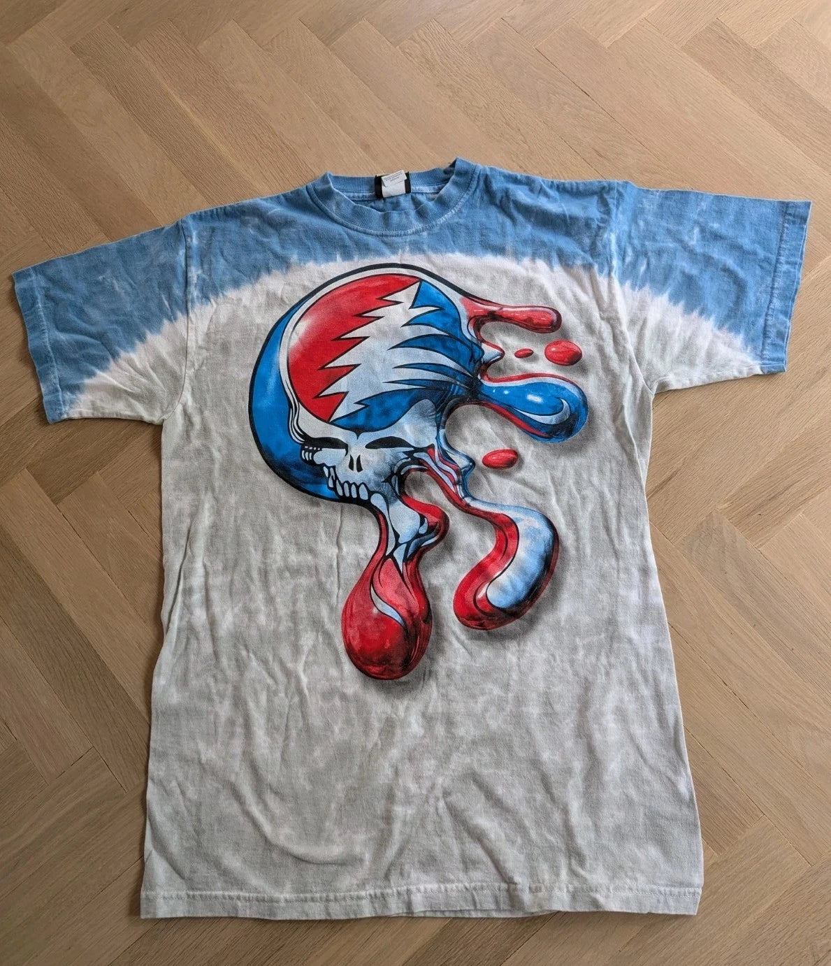 Vintage Liquid Blue Grateful Dead Tie Dye Melt Your Face T-Shirt Medium